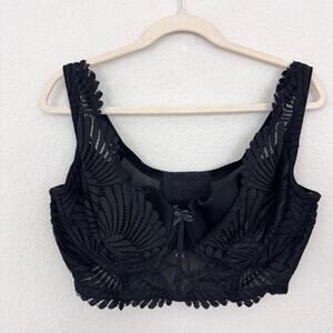 Cacique Womens Lightly LIned French Balconette Bra Size 40DDD Underwire Black